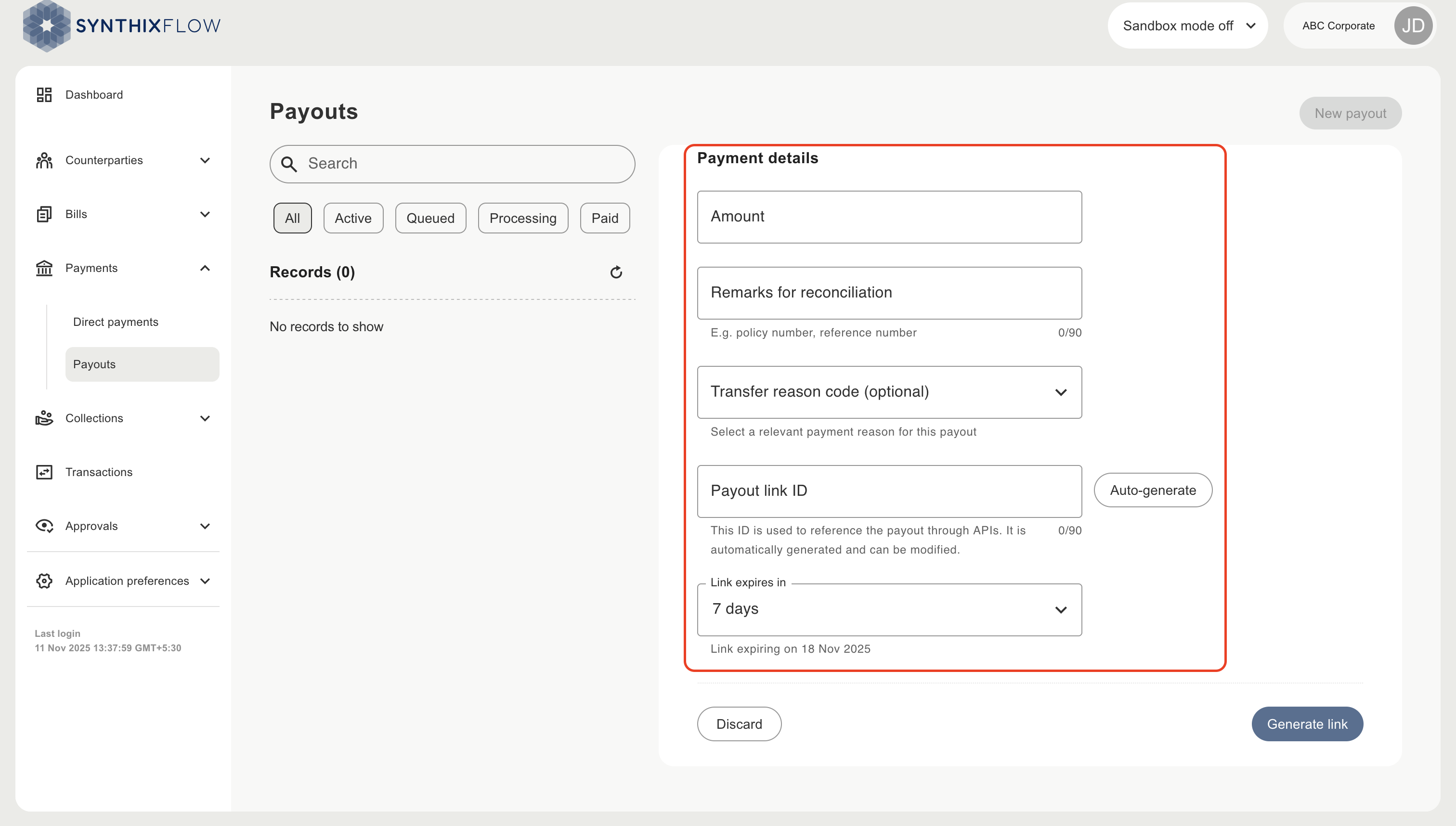 Add payment details