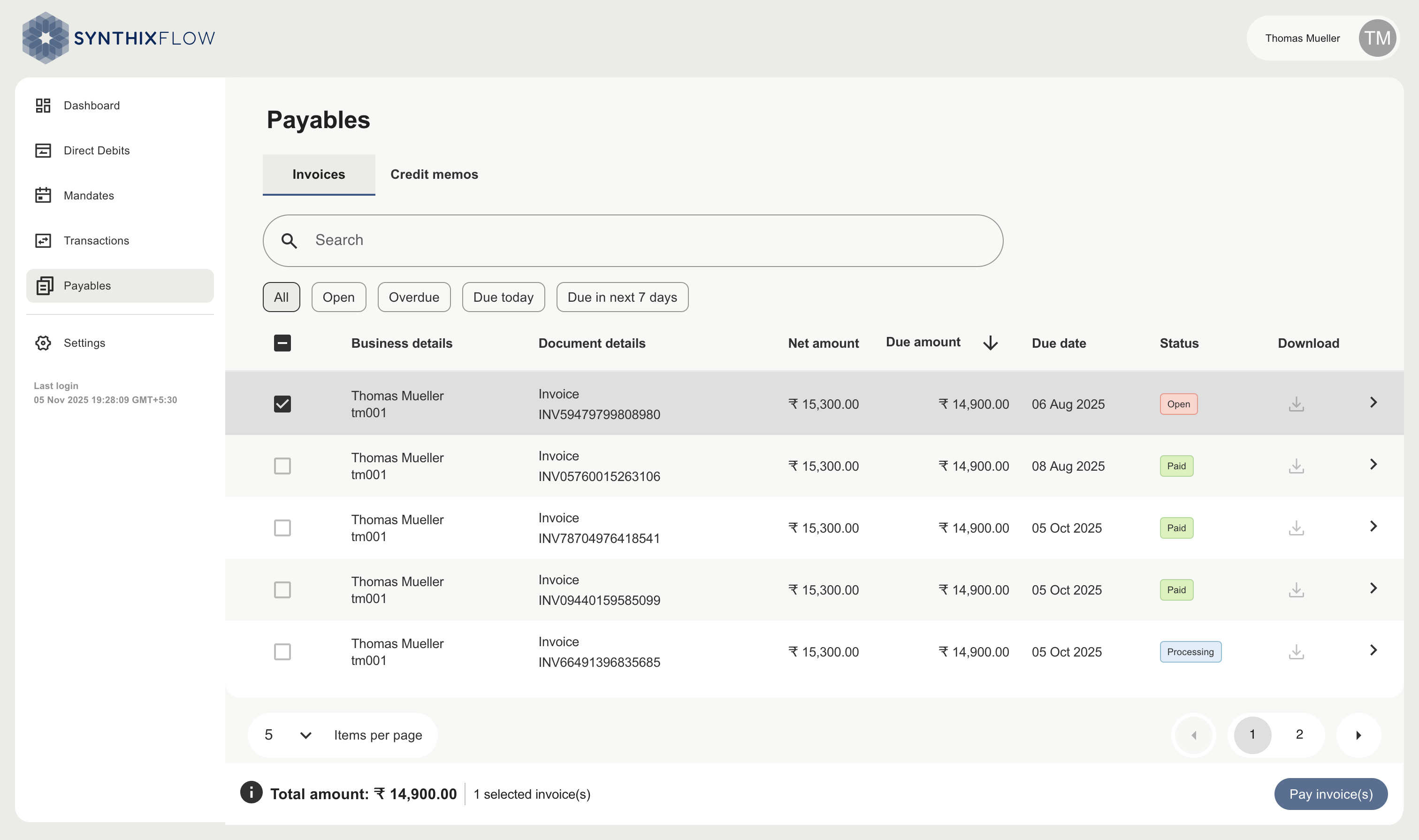 Payables portal