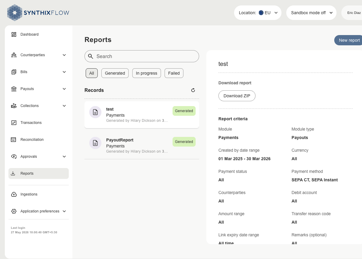 Reports overview