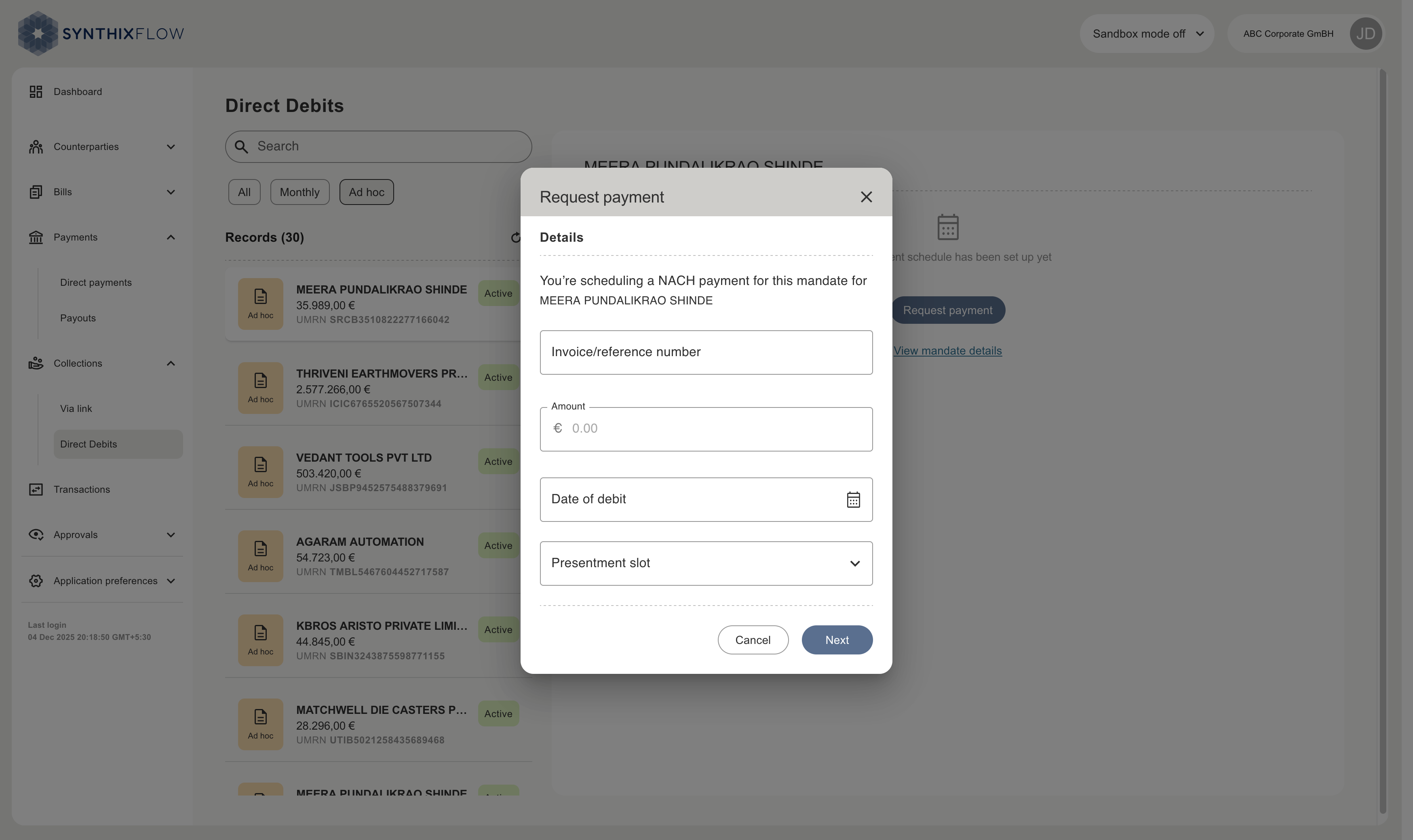 Request payment
