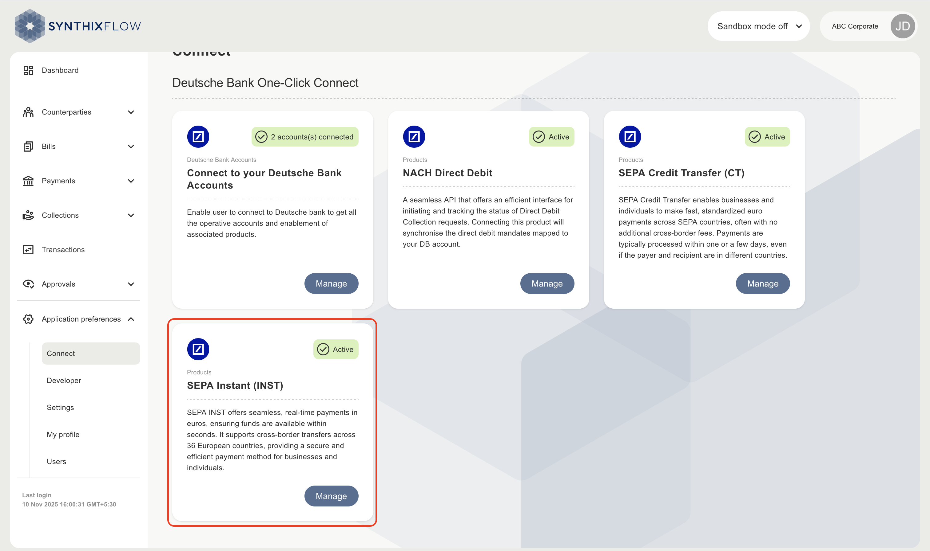 SEPA INST Connected