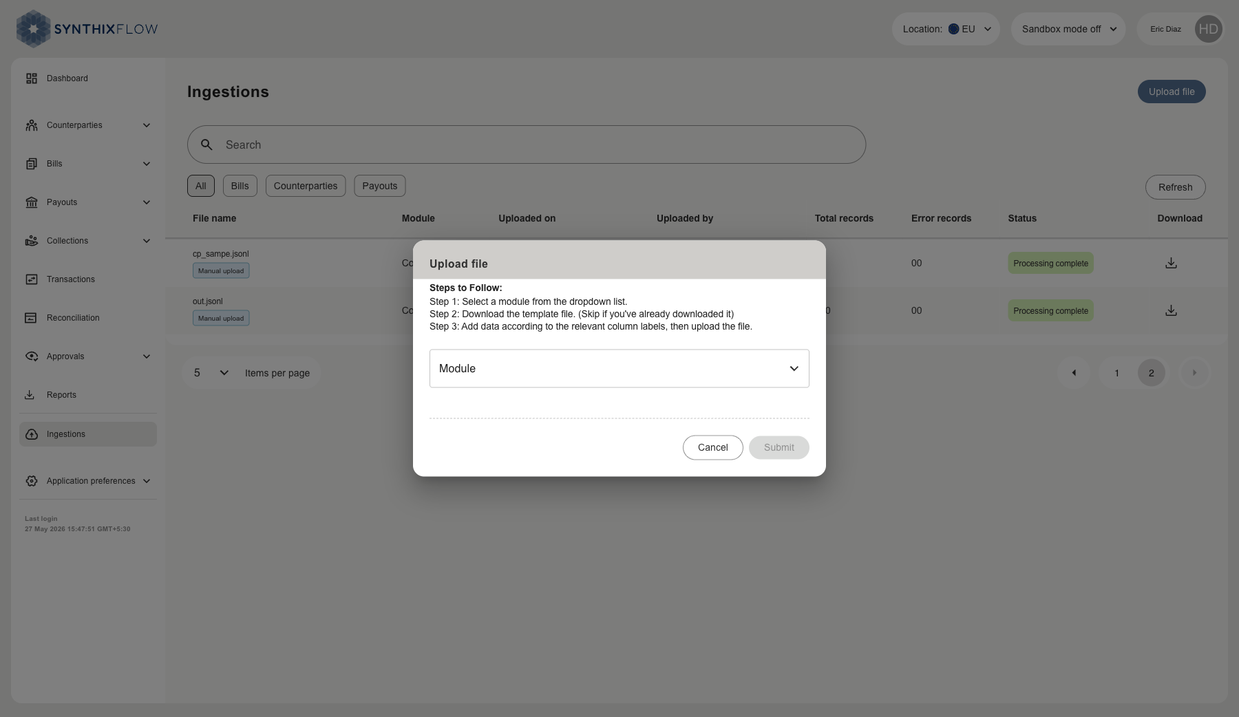Upload file button